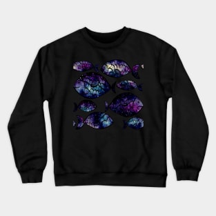 Watercolor Galaxy and Fish Crewneck Sweatshirt